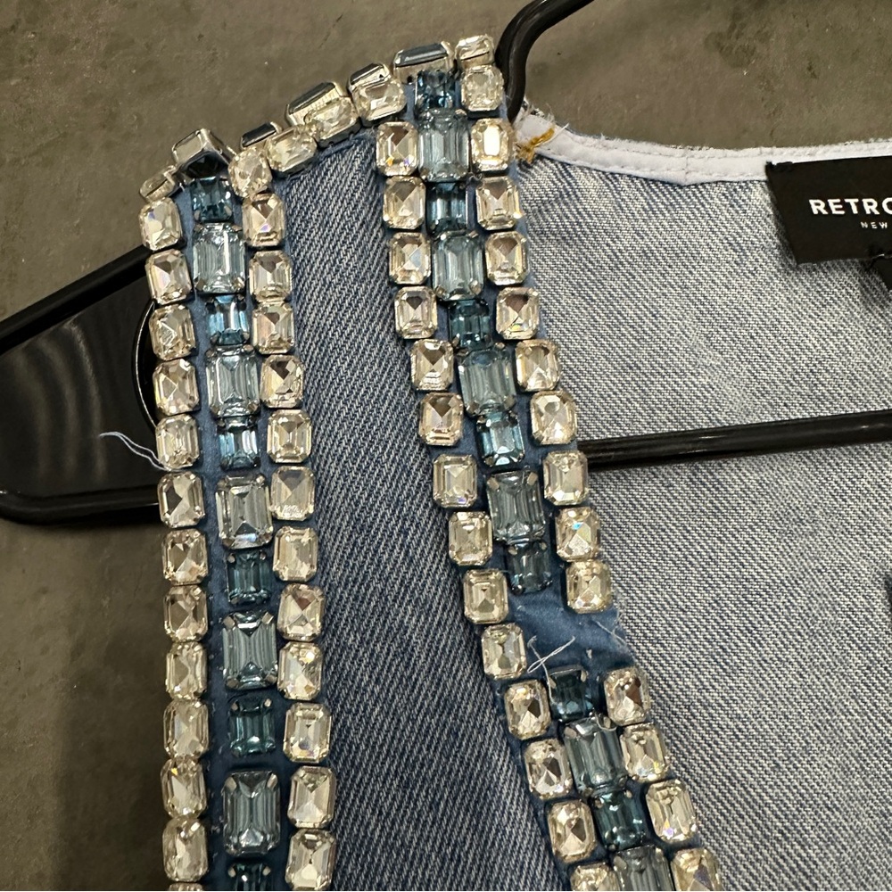 Stevie Embellished Denim Dress Crystals Medium - Picture 3 of 7